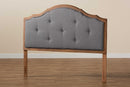 Kira Dark Gray Fabric Upholstered and Walnut Brown Queen Size Arched Headboard Baxton