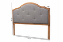 Kira Dark Gray Fabric Upholstered and Walnut Brown Queen Size Arched Headboard Baxton