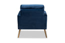 Prewitt Navy Blue Velvet Fabric Upholstered and Gold Finished Armchair Baxton