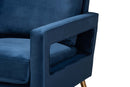Prewitt Navy Blue Velvet Fabric Upholstered and Gold Finished Armchair Baxton