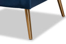 Prewitt Navy Blue Velvet Fabric Upholstered and Gold Finished Armchair Baxton