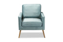Prewitt Light Blue Velvet Fabric Upholstered and Gold Finished Armchair Baxton