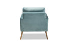 Prewitt Light Blue Velvet Fabric Upholstered and Gold Finished Armchair Baxton