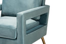 Prewitt Light Blue Velvet Fabric Upholstered and Gold Finished Armchair Baxton