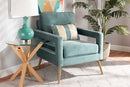 Prewitt Light Blue Velvet Fabric Upholstered and Gold Finished Armchair Baxton
