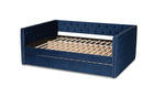 Feya Navy Blue Velvet Fabric Upholstered Full Size Daybed w/Trundle Baxton