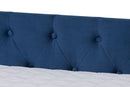 Feya Navy Blue Velvet Fabric Upholstered Full Size Daybed w/Trundle Baxton