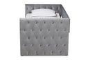 Feya Gray Velvet Fabric Upholstered Twin Size Daybed w/Trundle Baxton