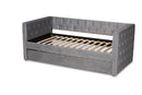 Feya Gray Velvet Fabric Upholstered Twin Size Daybed w/Trundle Baxton