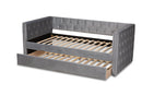 Feya Gray Velvet Fabric Upholstered Twin Size Daybed w/Trundle Baxton
