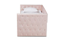 Feya Pink Velvet Fabric Upholstered Twin Size Daybed w/Trundle Baxton