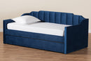 Naresh Navy Blue Velvet Fabric Upholstered Twin Size Daybed w/Trundle Baxton