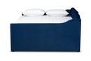 Naresh Navy Blue Velvet Fabric Upholstered Queen Size Daybed w/Trundle Baxton