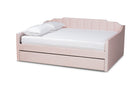 Naresh Pink Velvet Fabric Upholstered Queen Size Daybed w/Trundle Baxton