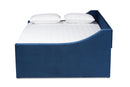 Andi Navy Blue Velvet Fabric Upholstered Queen Size Daybed w/Trundle Baxton