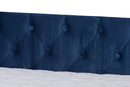 Andi Navy Blue Velvet Fabric Upholstered Queen Size Daybed w/Trundle Baxton