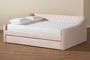 Andi Pink Velvet Fabric Upholstered Full Size Daybed w/Trundle Baxton