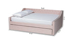 Andi Pink Velvet Fabric Upholstered Full Size Daybed w/Trundle Baxton