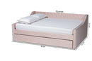Andi Pink Velvet Fabric Upholstered Full Size Daybed w/Trundle Baxton