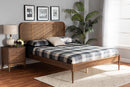 Millard Walnut Brown and Synthetic Rattan Queen Size Platform Bed Baxton
