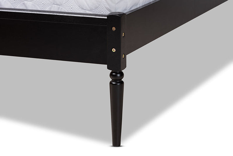 Millard Charcoal and Synthetic Rattan Queen Size Platform Bed Baxton