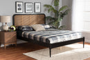 Millard Charcoal and Synthetic Rattan Queen Size Platform Bed Baxton