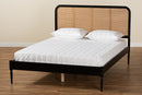 Millard Charcoal and Synthetic Rattan Queen Size Platform Bed Baxton