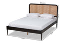 Millard Charcoal and Synthetic Rattan Queen Size Platform Bed Baxton