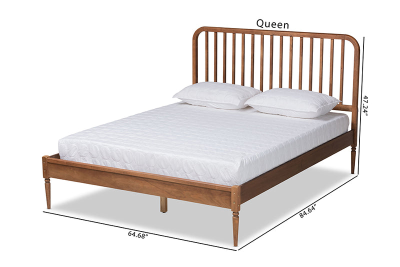 Marcin Modern and Contemporary Walnut Brown Finished Wood Queen Size Platform Bed