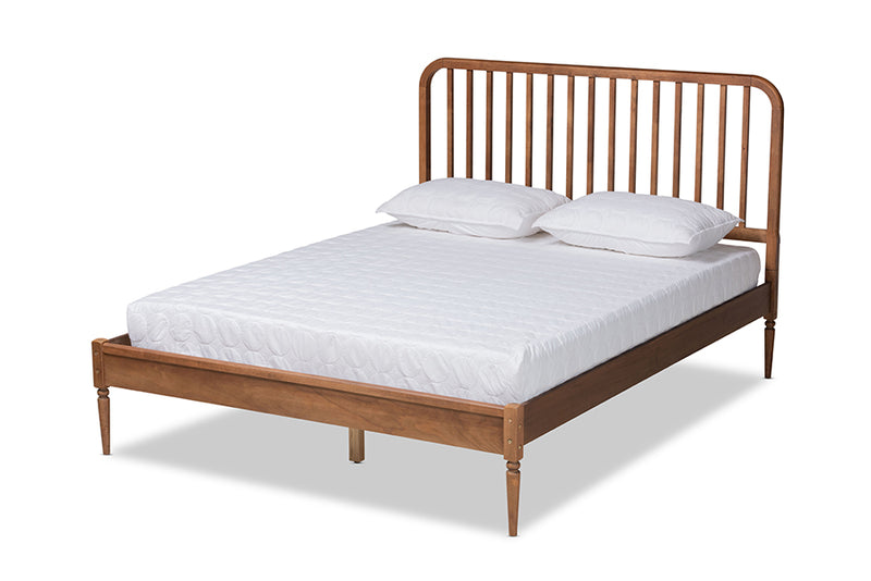 Marcin Modern and Contemporary Walnut Brown Finished Wood Queen Size Platform Bed