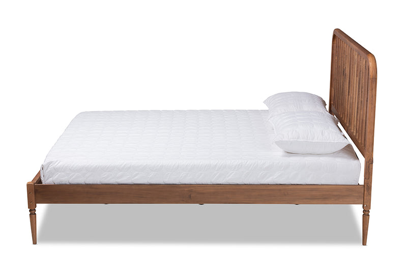 Marcin Modern and Contemporary Walnut Brown Finished Wood Queen Size Platform Bed