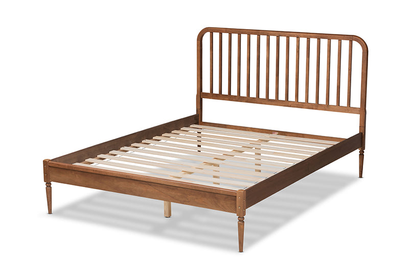 Marcin Modern and Contemporary Walnut Brown Finished Wood Queen Size Platform Bed