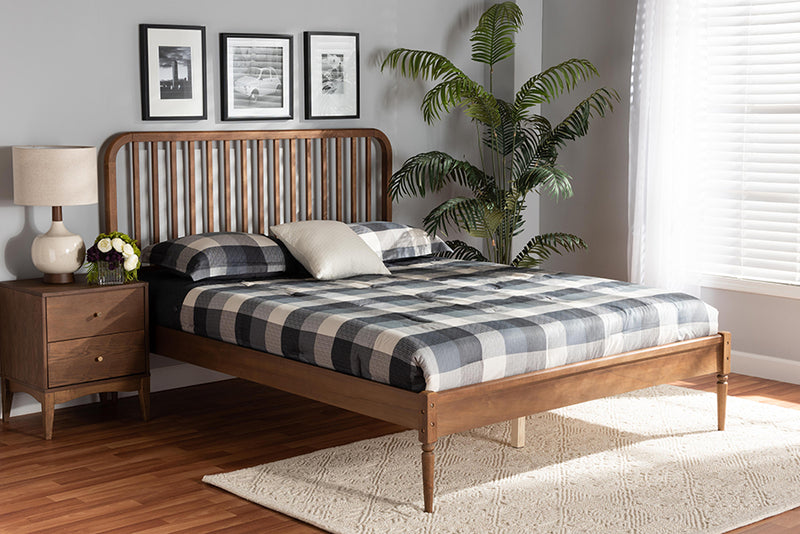 Marcin Modern and Contemporary Walnut Brown Finished Wood Queen Size Platform Bed