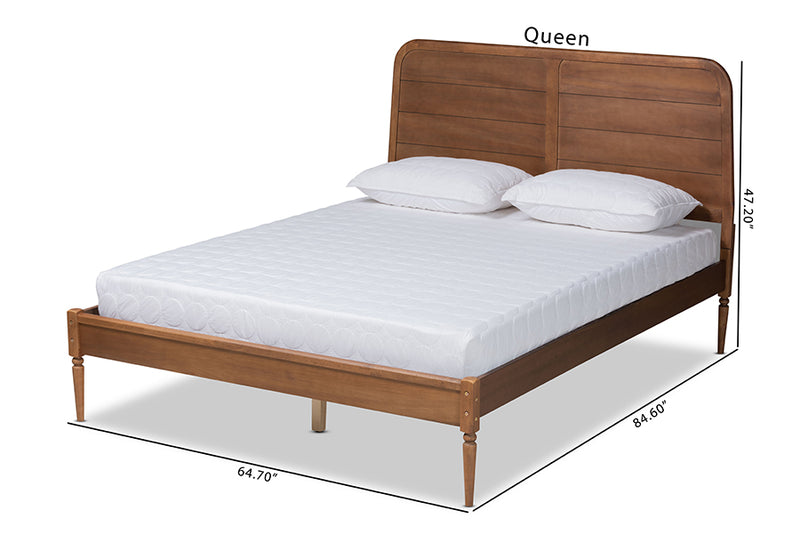 Carie Classic and Traditional Walnut Brown Finished Wood King Size Platform Bed