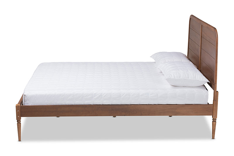 Carie Classic and Traditional Walnut Brown Finished Wood King Size Platform Bed