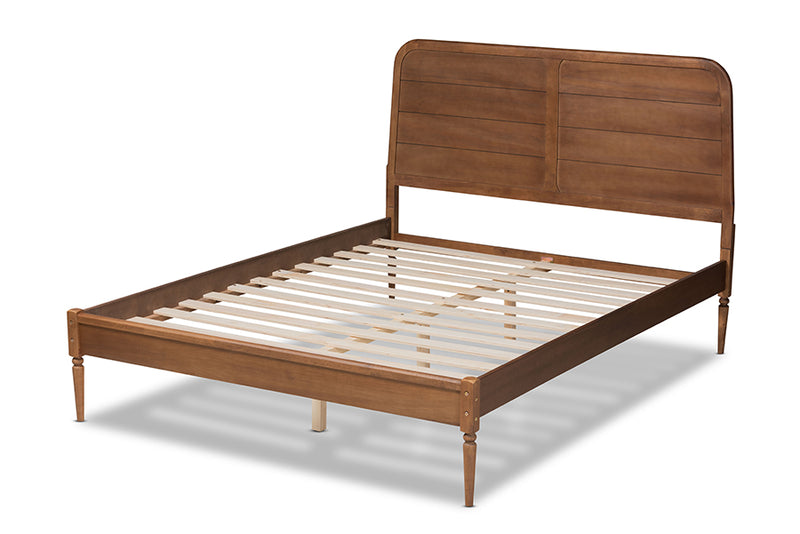 Carie Classic and Traditional Walnut Brown Finished Wood King Size Platform Bed