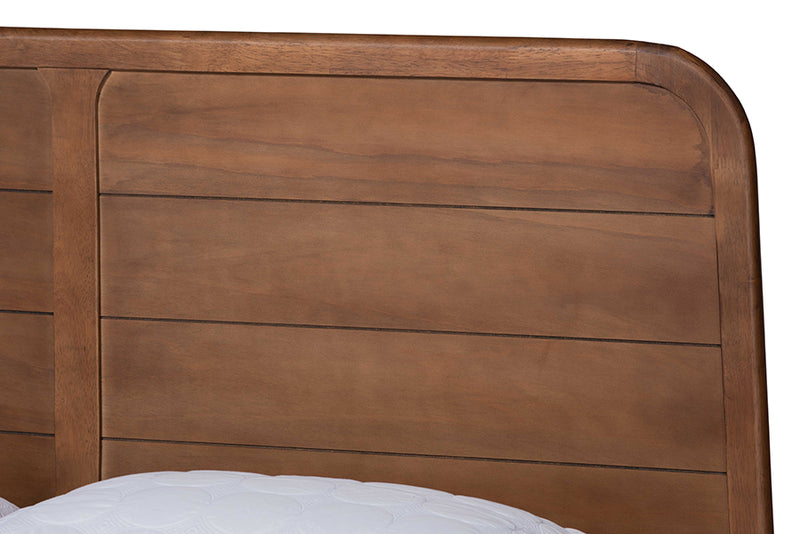 Carie Classic and Traditional Walnut Brown Finished Wood King Size Platform Bed