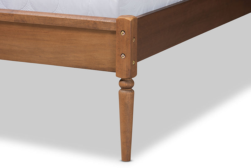 Carie Classic and Traditional Walnut Brown Finished Wood King Size Platform Bed