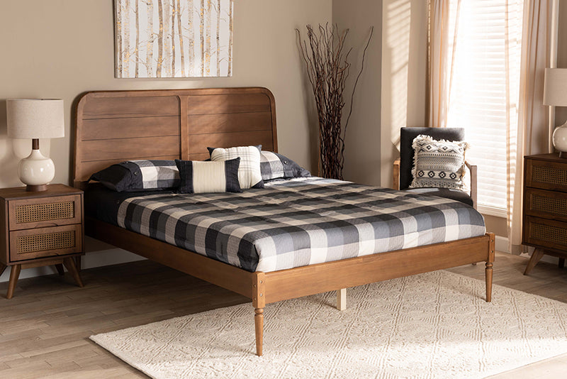 Carie Classic and Traditional Walnut Brown Finished Wood Full Size Platform Bed