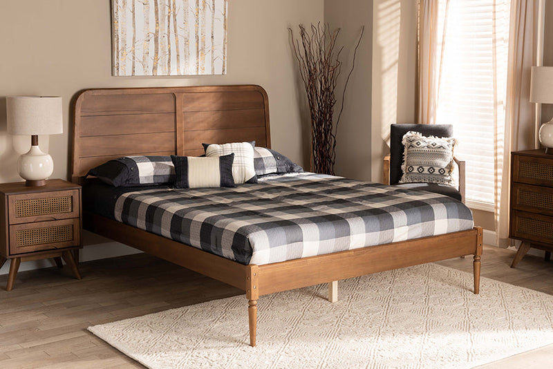 Carie Walnut Brown King Size Platform Bed Baxton