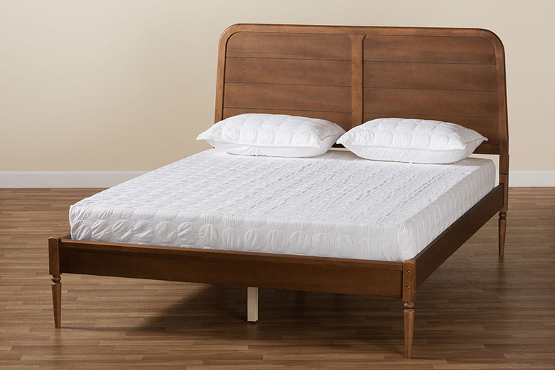 Carie Classic and Traditional Walnut Brown Finished Wood Full Size Platform Bed