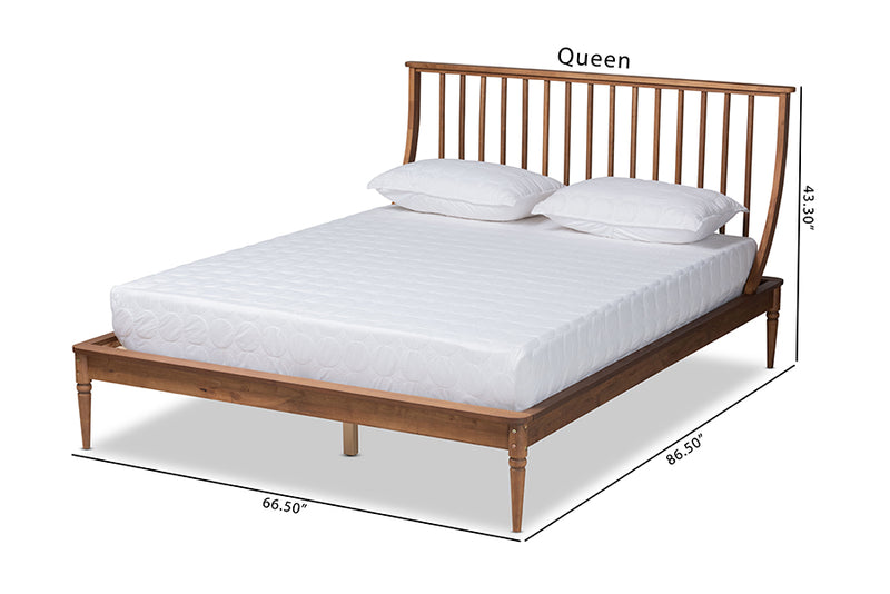 Jamila Classic and Traditional Transitional Walnut Brown Finished Wood King Size Platform Bed