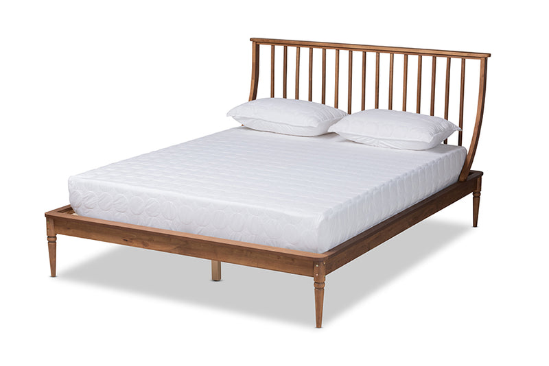 Jamila Classic and Traditional Transitional Walnut Brown Finished Wood King Size Platform Bed