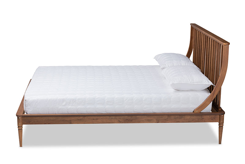 Jamila Classic and Traditional Transitional Walnut Brown Finished Wood Queen Size Platform Bed