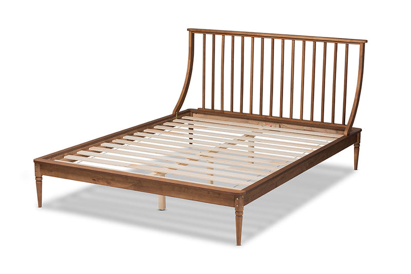 Jamila Walnut Brown King Size Platform Bed Baxton