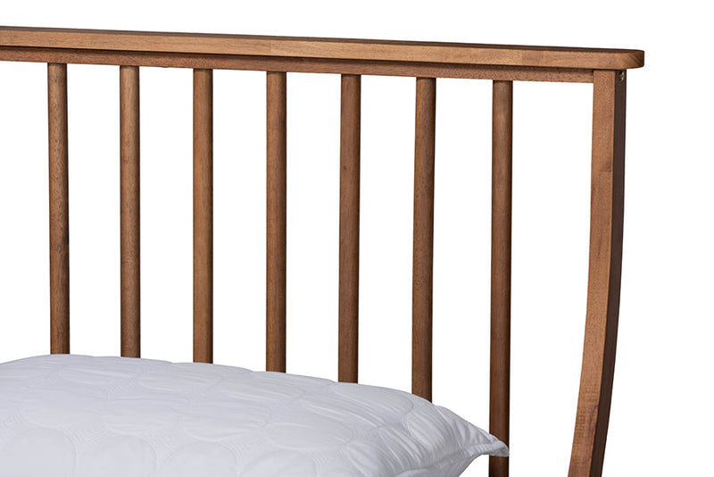 Jamila Walnut Brown King Size Platform Bed Baxton