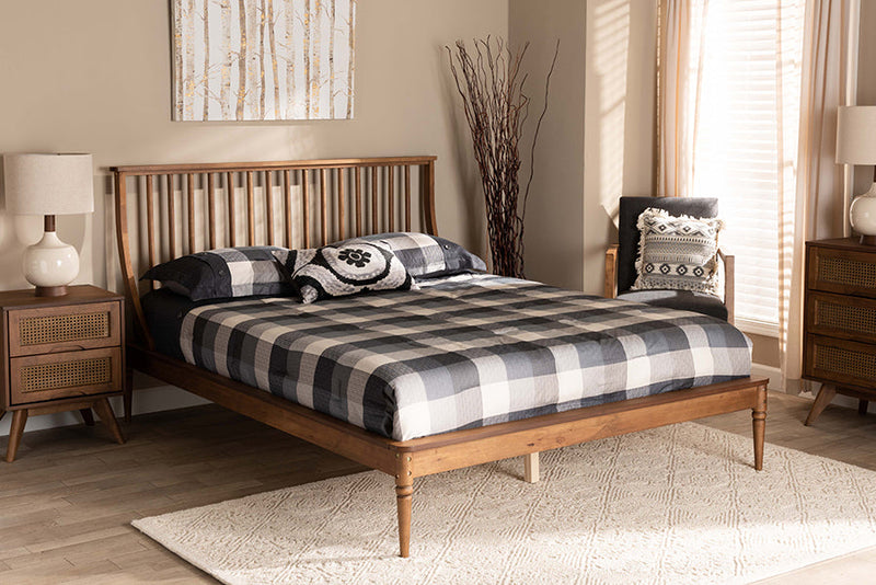 Jamila Walnut Brown King Size Platform Bed Baxton
