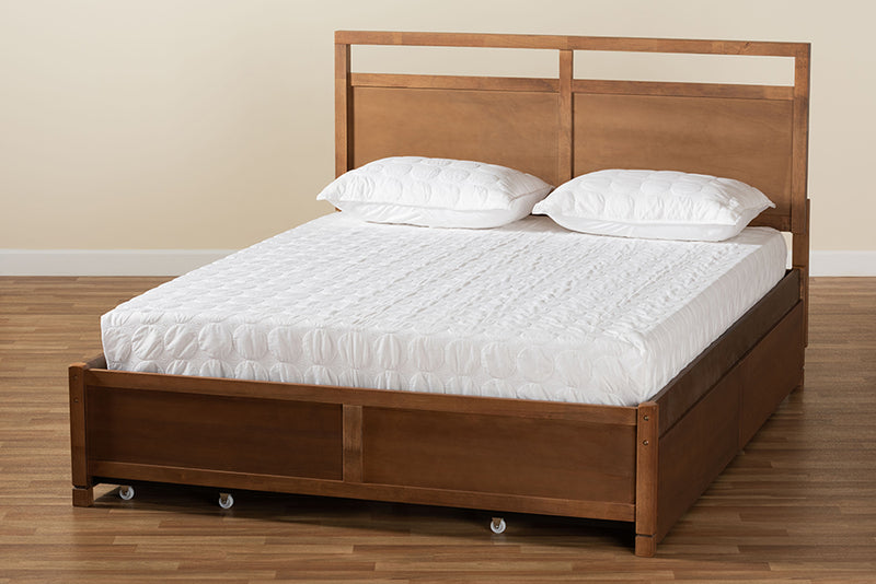 Devereaux Modern and Contemporary Walnut Brown Finished Wood King Size 4-Drawer Platform Storage Bed