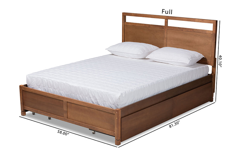 Devereaux Modern and Contemporary Walnut Brown Finished Wood Full Size 4-Drawer Platform Storage Bed