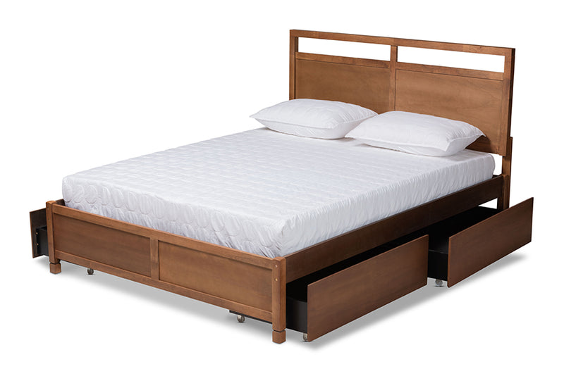 Devereaux Modern and Contemporary Walnut Brown Finished Wood King Size 4-Drawer Platform Storage Bed